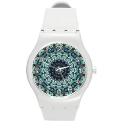 Pattern Abstract Background Art Round Plastic Sport Watch (M)