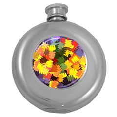 Mural Murals Graffiti Texture Round Hip Flask (5 Oz) by Sapixe