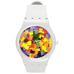 Mural Murals Graffiti Texture Round Plastic Sport Watch (m) by Sapixe