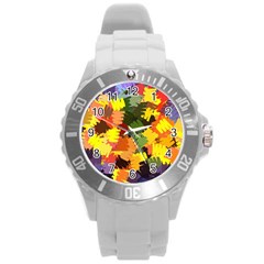 Mural Murals Graffiti Texture Round Plastic Sport Watch (l) by Sapixe