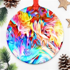 Background Drips Fluid Colorful Ornament (round) by Sapixe