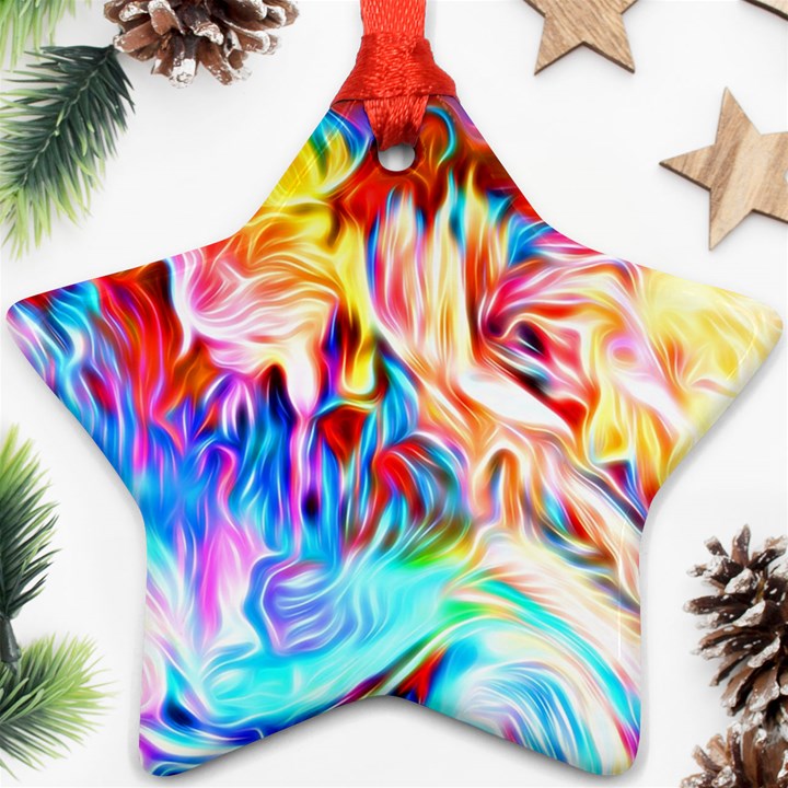 Background Drips Fluid Colorful Ornament (Star)