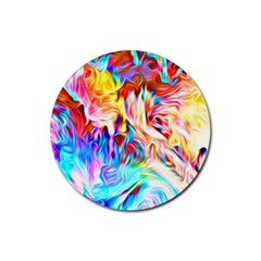 Background Drips Fluid Colorful Rubber Round Coaster (4 Pack)  by Sapixe