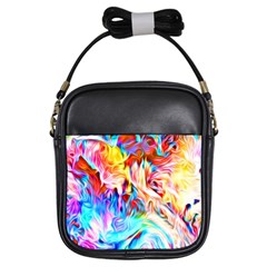 Background Drips Fluid Colorful Girls Sling Bag by Sapixe