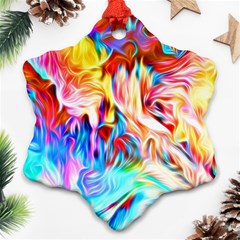 Background Drips Fluid Colorful Snowflake Ornament (two Sides) by Sapixe