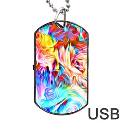 Background Drips Fluid Colorful Dog Tag Usb Flash (one Side) by Sapixe