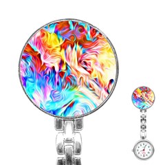 Background Drips Fluid Colorful Stainless Steel Nurses Watch by Sapixe