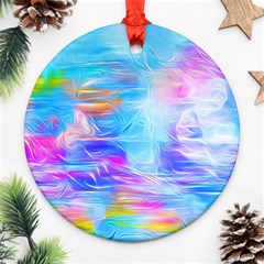 Background Drips Fluid Colorful Ornament (round) by Sapixe