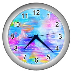 Background Drips Fluid Colorful Wall Clock (silver) by Sapixe