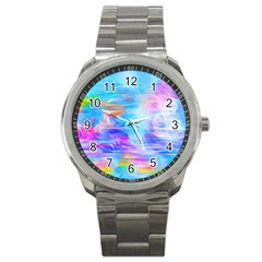 Background Drips Fluid Colorful Sport Metal Watch