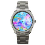 Background Drips Fluid Colorful Sport Metal Watch Front