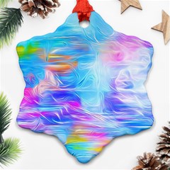 Background Drips Fluid Colorful Snowflake Ornament (two Sides) by Sapixe