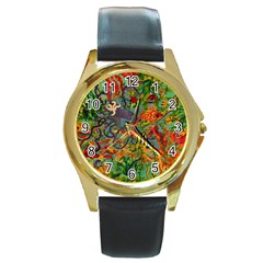 Dubai Hotel Art Round Gold Metal Watch by Sapixe