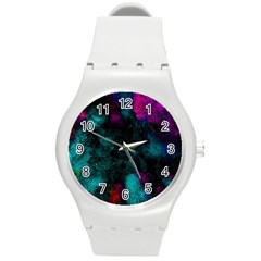 Background Art Abstract Watercolor Round Plastic Sport Watch (m) by Sapixe