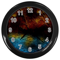 Background Cave Art Abstract Wall Clock (black)