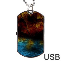 Background Cave Art Abstract Dog Tag Usb Flash (two Sides) by Sapixe