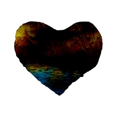 Background Cave Art Abstract Standard 16  Premium Heart Shape Cushions