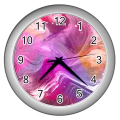 Background Art Abstract Watercolor Wall Clock (silver) by Sapixe