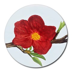 Deep Plumb Blossom Round Mousepads by lwdstudio