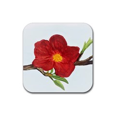 Deep Plumb Blossom Rubber Coaster (square)  by lwdstudio