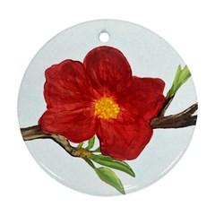 Deep Plumb Blossom Round Ornament (two Sides) by lwdstudio