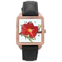 Deep Plumb Blossom Rose Gold Leather Watch 