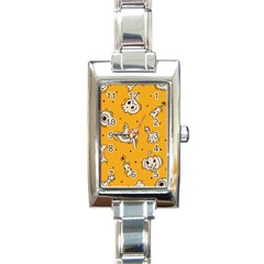 Funny Halloween Party Pattern Rectangle Italian Charm Watch