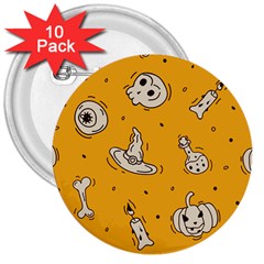 Funny Halloween Party Pattern 3  Buttons (10 Pack)  by HalloweenParty