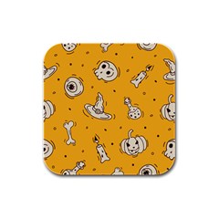 Funny Halloween Party Pattern Rubber Square Coaster (4 Pack)  by HalloweenParty