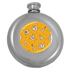 Funny Halloween Party Pattern Round Hip Flask (5 Oz) by HalloweenParty