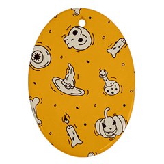 Funny Halloween Party Pattern Oval Ornament (two Sides)