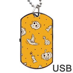 Funny Halloween Party Pattern Dog Tag Usb Flash (one Side) by HalloweenParty