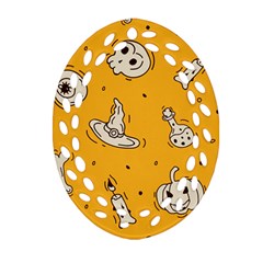 Funny Halloween Party Pattern Oval Filigree Ornament (two Sides)