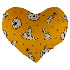 Funny Halloween Party Pattern Large 19  Premium Heart Shape Cushions