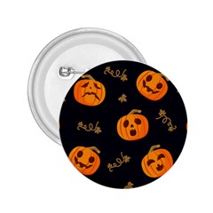 Funny Scary Black Orange Halloween Pumpkins Pattern 2 25  Buttons