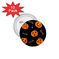 Funny Scary Black Orange Halloween Pumpkins Pattern 1 75  Buttons (10 Pack) by HalloweenParty