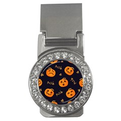 Funny Scary Black Orange Halloween Pumpkins Pattern Money Clips (cz)  by HalloweenParty