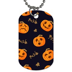 Funny Scary Black Orange Halloween Pumpkins Pattern Dog Tag (one Side)