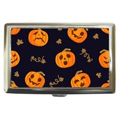 Funny Scary Black Orange Halloween Pumpkins Pattern Cigarette Money Case by HalloweenParty