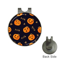 Funny Scary Black Orange Halloween Pumpkins Pattern Hat Clips With Golf Markers by HalloweenParty