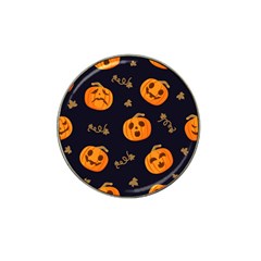 Funny Scary Black Orange Halloween Pumpkins Pattern Hat Clip Ball Marker by HalloweenParty