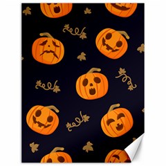 Funny Scary Black Orange Halloween Pumpkins Pattern Canvas 12  X 16  by HalloweenParty