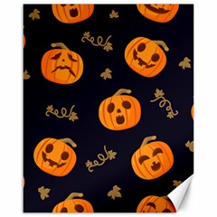 Funny Scary Black Orange Halloween Pumpkins Pattern Canvas 16  X 20 