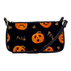 Funny Scary Black Orange Halloween Pumpkins Pattern Shoulder Clutch Bag