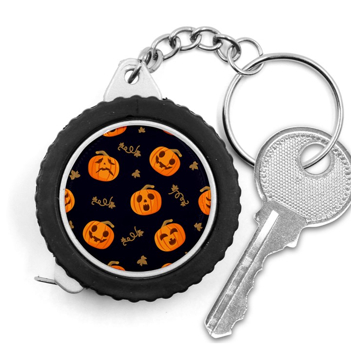 Funny Scary Black Orange Halloween Pumpkins Pattern Measuring Tape