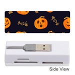 Funny Scary Black Orange Halloween Pumpkins Pattern Memory Card Reader (Stick) Front