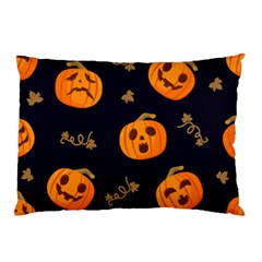 Funny Scary Black Orange Halloween Pumpkins Pattern Pillow Case (two Sides) by HalloweenParty