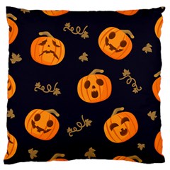 Funny Scary Black Orange Halloween Pumpkins Pattern Large Cushion Case (one Side)