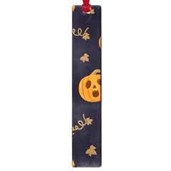 Funny Scary Black Orange Halloween Pumpkins Pattern Large Book Marks by HalloweenParty