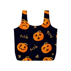 Funny Scary Black Orange Halloween Pumpkins Pattern Full Print Recycle Bag (s)